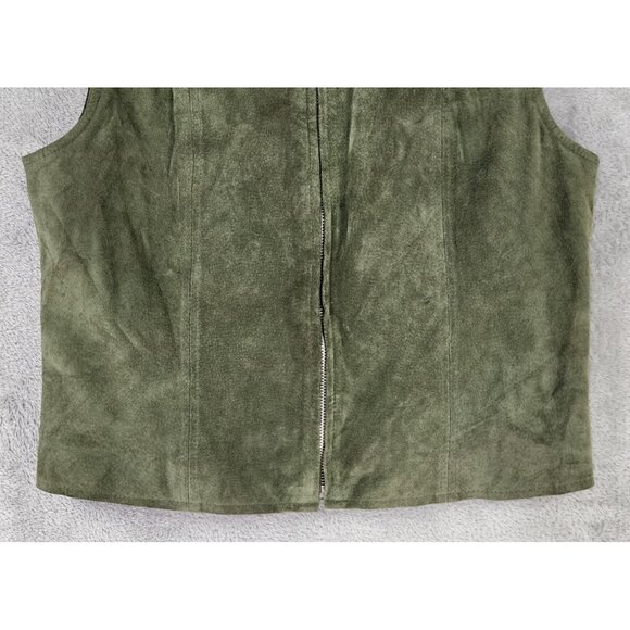 Saguaro Vest Womens Large Green Suede Leather Full Zip Western 90s Vintage Top - Picture 8 of 12